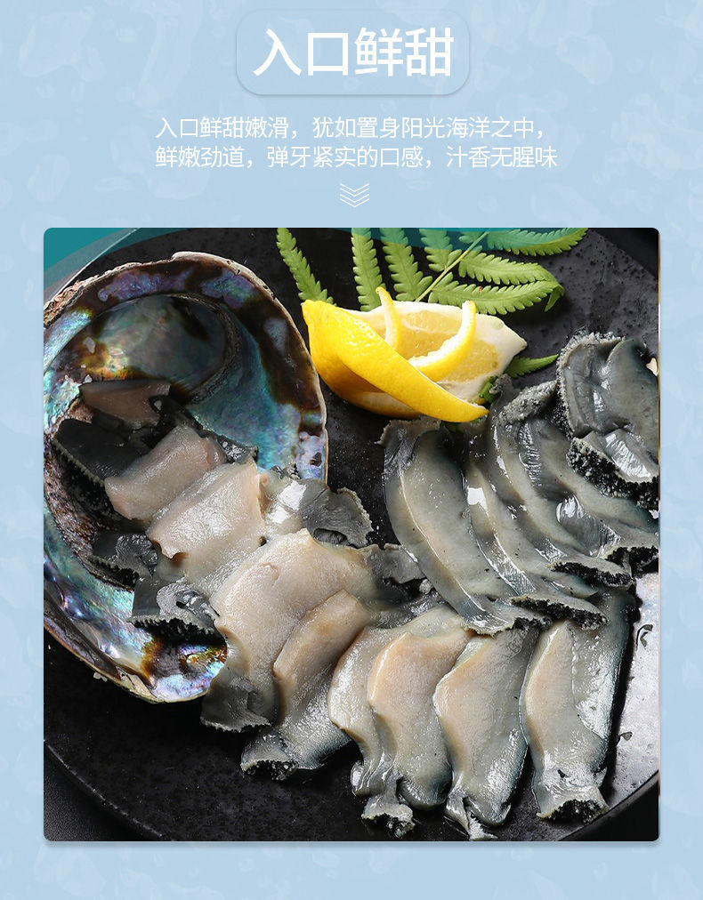 鲜活鲜船长黑金鲍新西兰大鲍鱼500600g冷冻刺身海鲜深海黑金鲍每只400