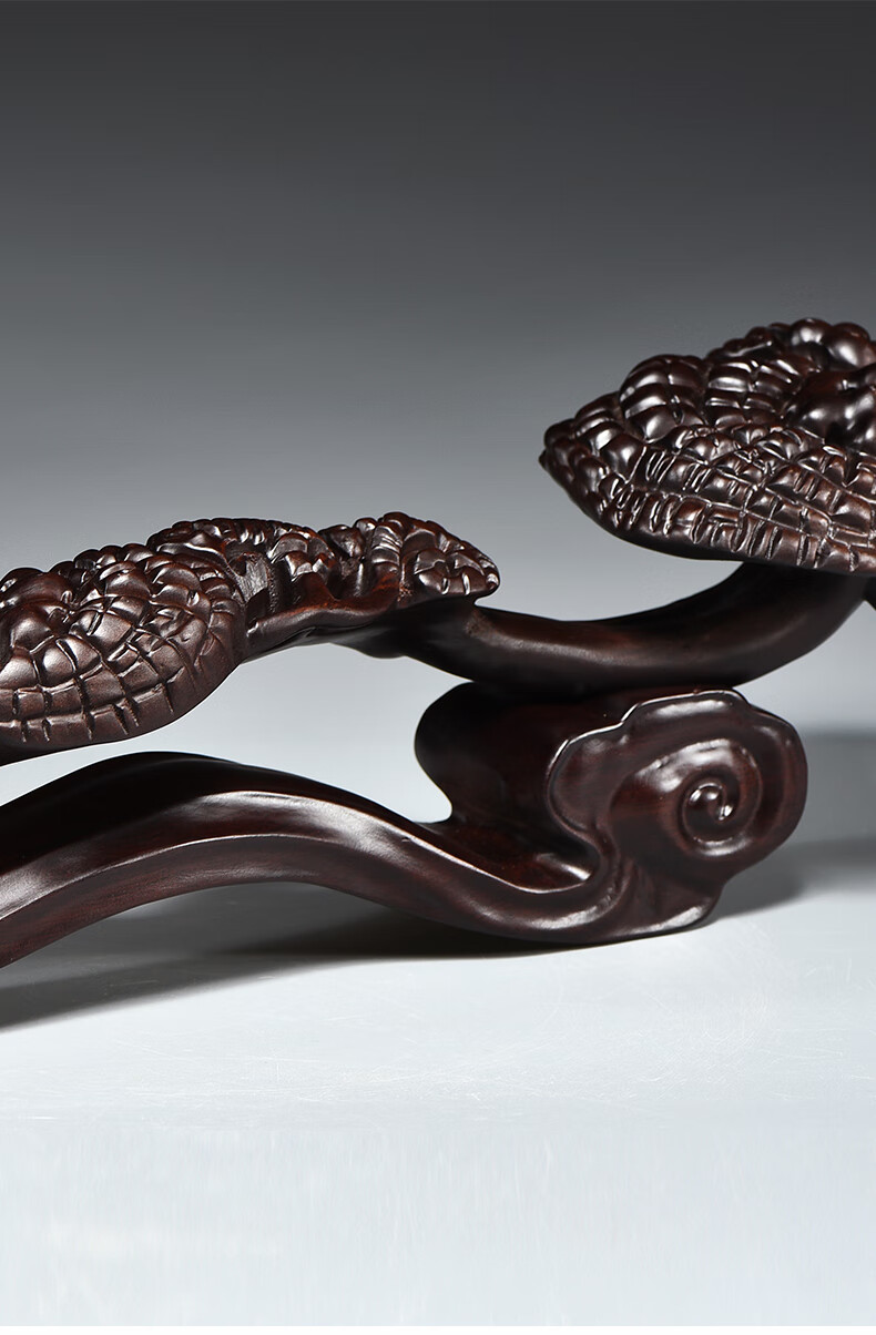 奈希森木雕刻灵芝如意摆件红木工艺品家居客厅红酒柜玄关办公室桌面