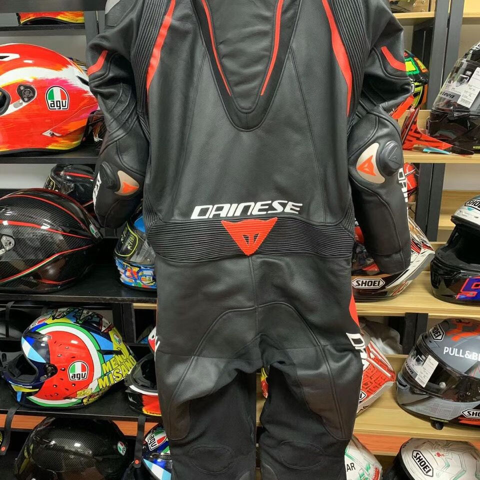 丹尼斯国产骑行服连体皮衣炫酷机车皮衣防风防摔 xxxl 黑白【图片