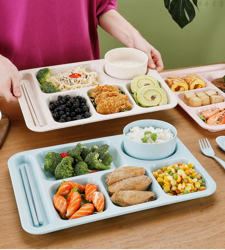 餐盘成人 餐盘成人上班族 小麦秸秆餐盘碗商用快餐盘成人餐盘餐具套装