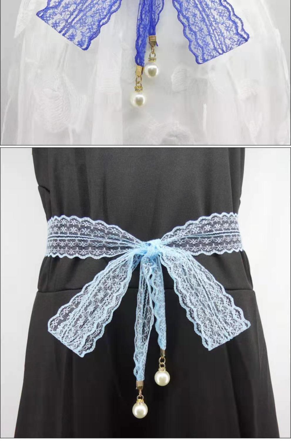 时尚编织腰绳女装饰小腰带女士连衣裙子百搭珍珠皮带打结腰链裙带wp