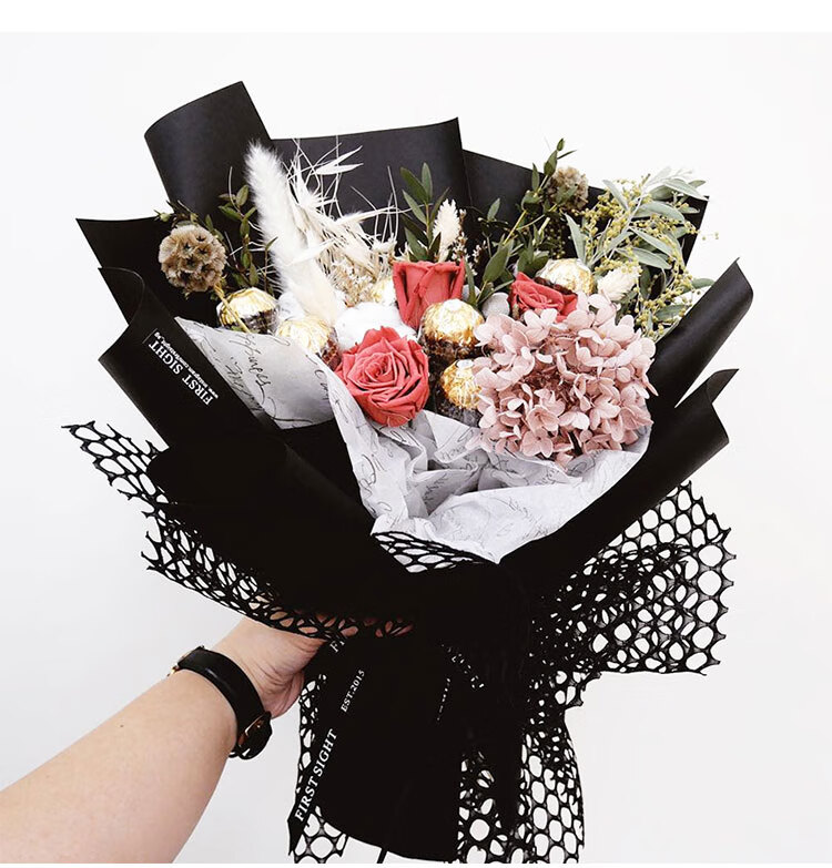 镂空圆心洞洞网鲜花康乃馨玫瑰花包装纸花束材料纱网扎花束纱网纱 爱