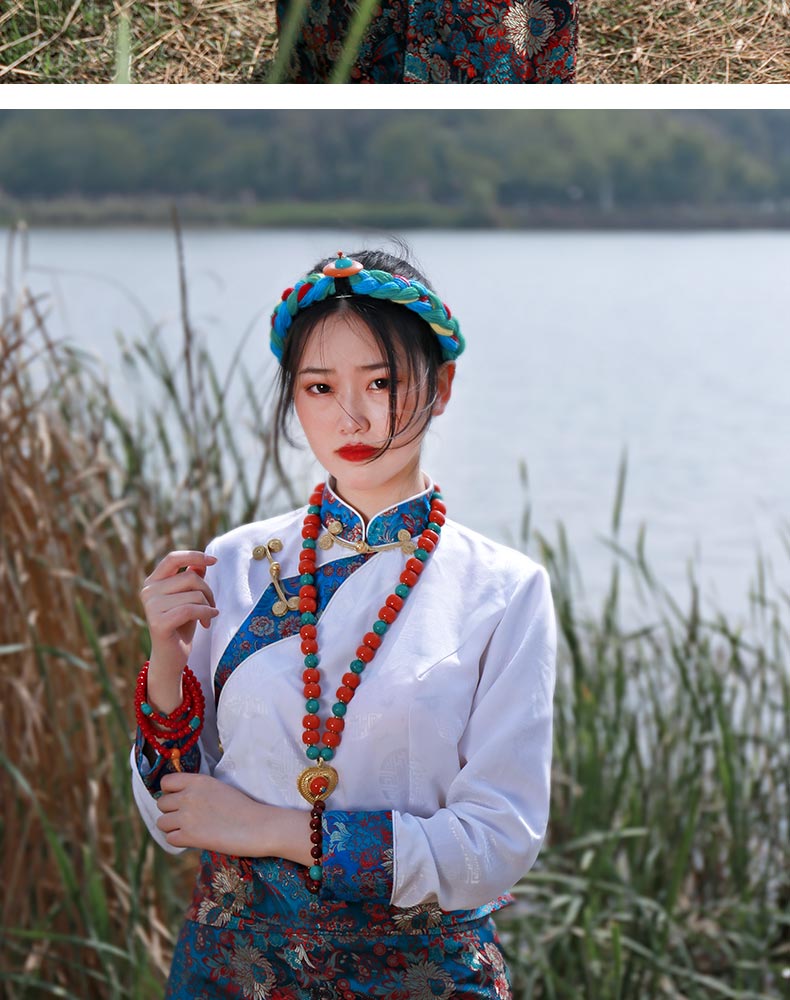 藏服女装藏族服装藏袍女春季新款西藏康巴藏式藏刺绣上衣生活装衬衣偏
