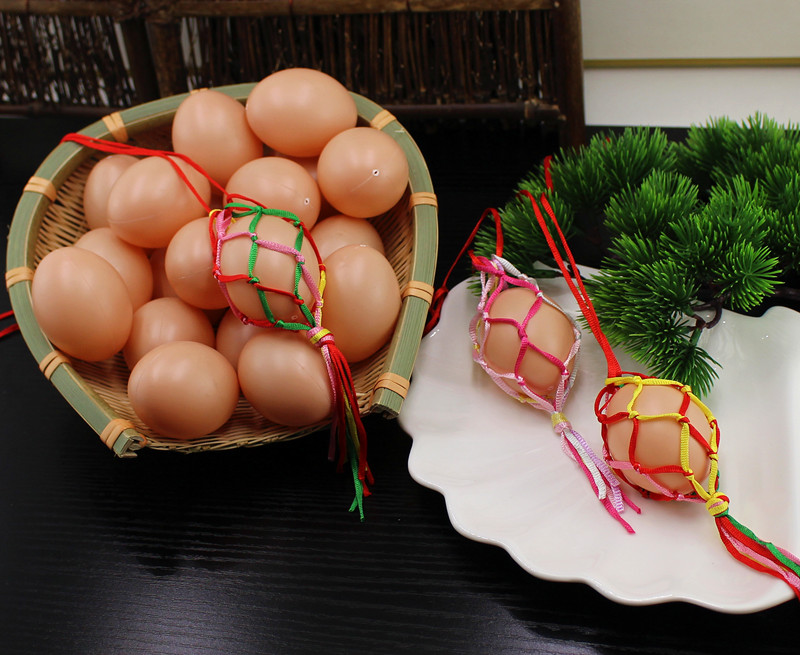 duti立夏幼儿园儿童蛋兜端午节五彩鸡蛋鸭蛋挂脖蛋网蛋袋手工编织成品