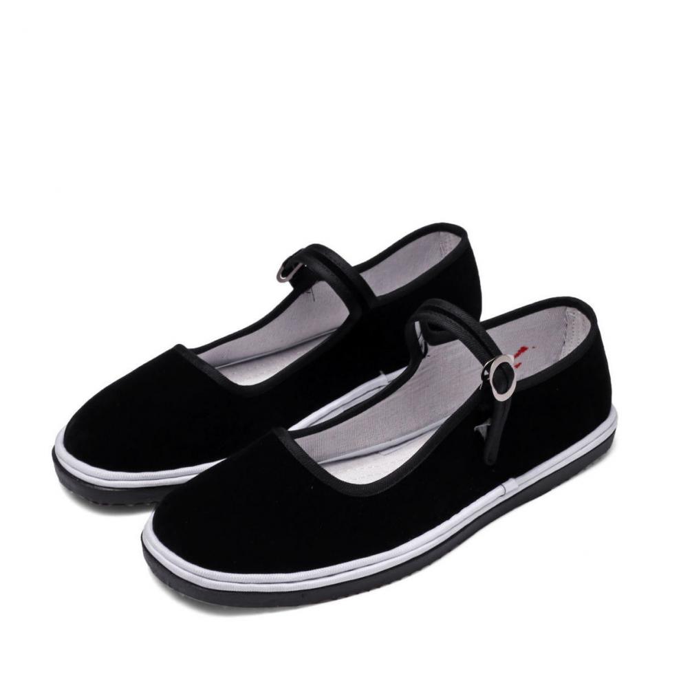 黑色平绒女式布鞋酒店礼仪鞋布鞋妈妈鞋舞蹈鞋牛筋底老北京布鞋 牛筋