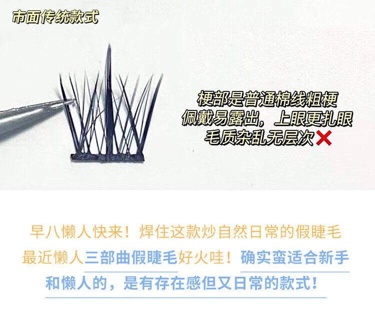 惠寻 假睫毛10排大容量懒人三部曲自然仿真浓密分段式眼睫毛WQ 120簇-太阳花款