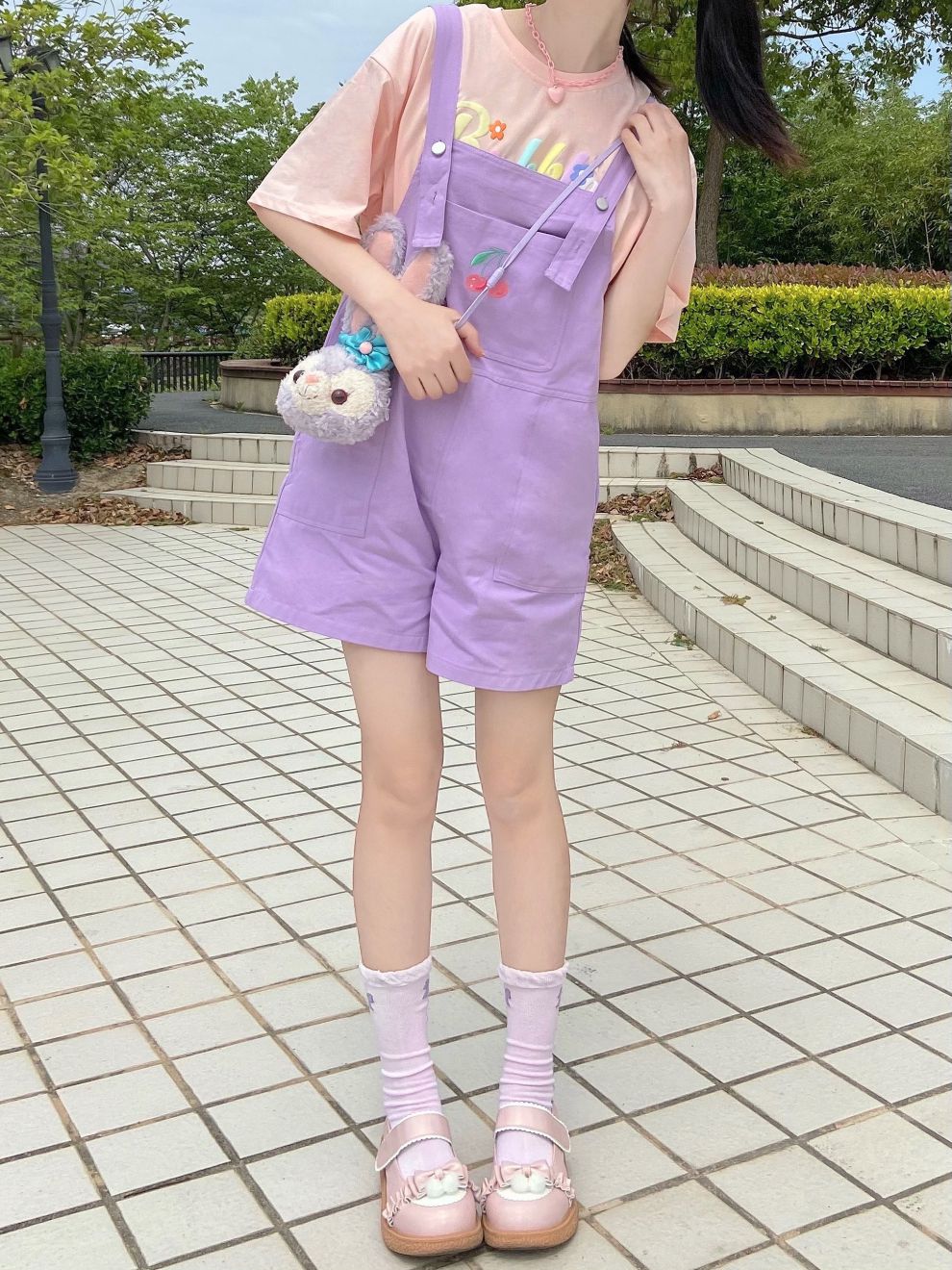 背带短裤女宽松可爱五分牛仔短裤学生可爱日系宽松糖果色背带裤女夏季