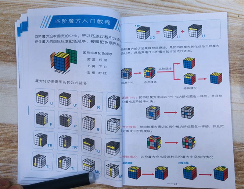 四阶魔方磁力教程书复原三阶cfop公式卡口诀三四五阶金字塔镜面秘籍书