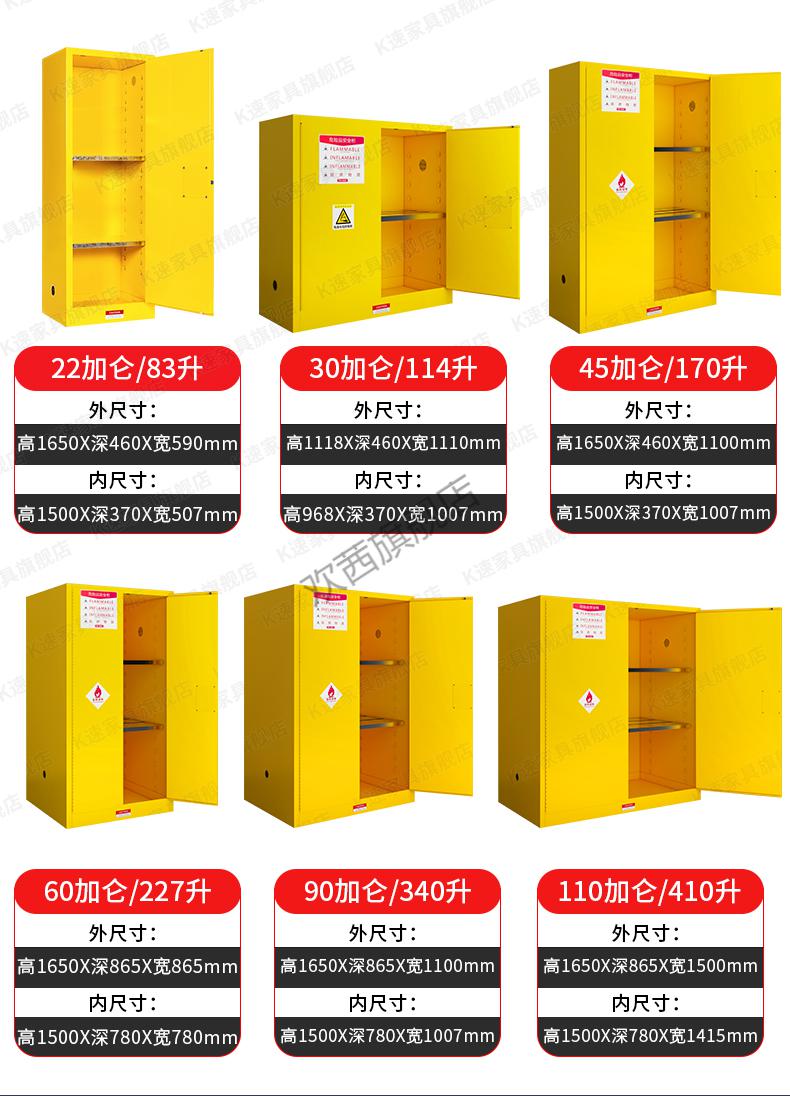全钢加厚危化品防爆柜60加仑 防爆柜化学品安柜工业30加仑油漆酒精