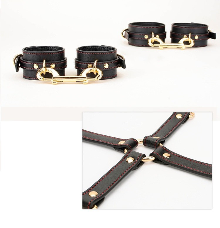 女用sm刑器具捆绑束缚皮质道具情趣套装床上手铐脚铐项圈sp皮拍禁声口