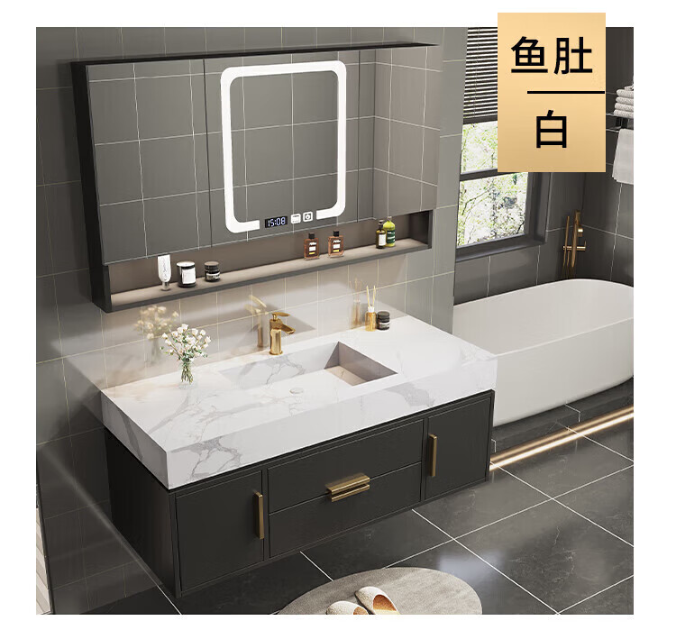 日本卫浴toto岩板一体盆浴室柜组合现代简约轻奢洗手池洗脸台盆柜卫生