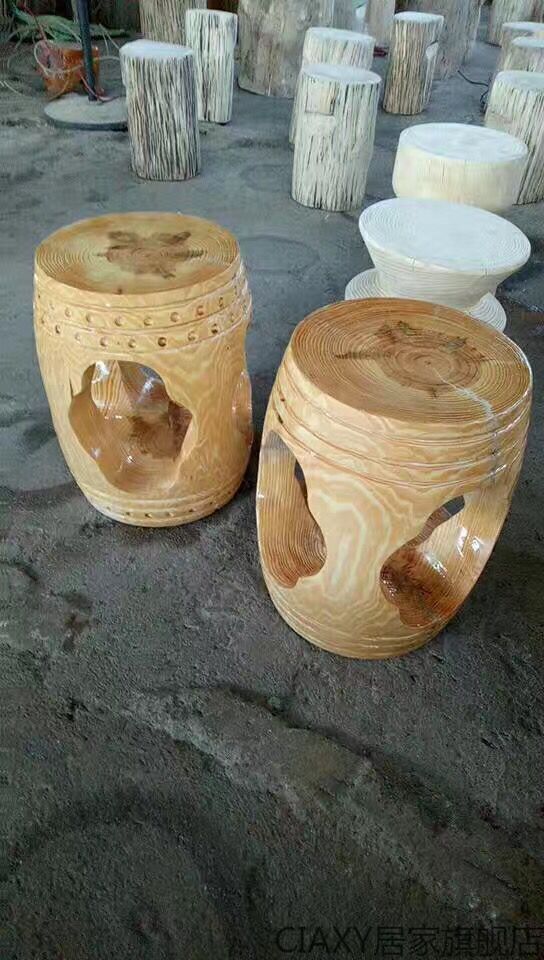 部分实木根雕凳子木头底座茶台配凳大板底座支架树桩木墩原木墩子高40