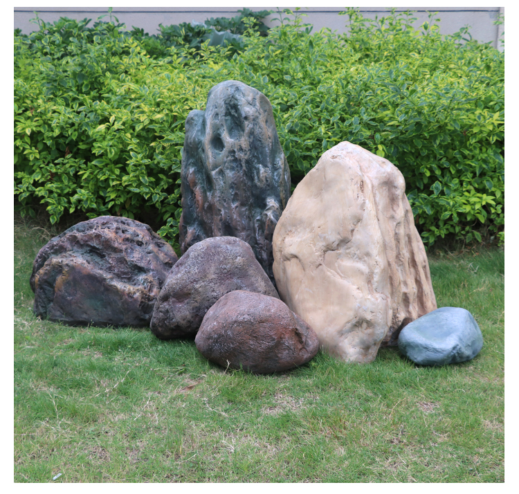 仿真石头造景摆件户外园林大型空心玻璃钢雕塑庭院景观假山装饰 驼色