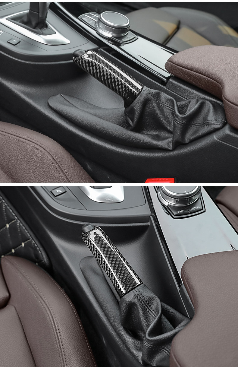 适用宝马3系320li碳纤手刹gt内饰改装e90e60f30系手刹套拉杆装饰 替换