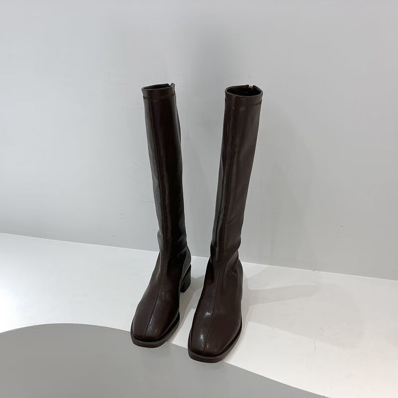 切尔西靴女长筒靴秋冬中跟靴子女骑行靴不过膝长靴网红瘦瘦靴高筒靴