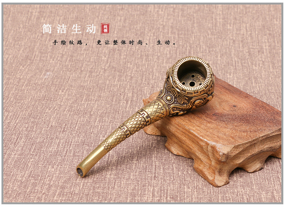 龙昌官方旗舰zippo同款黄铜纯手工烟斗复古一体铸造坚固可清洗烟斗