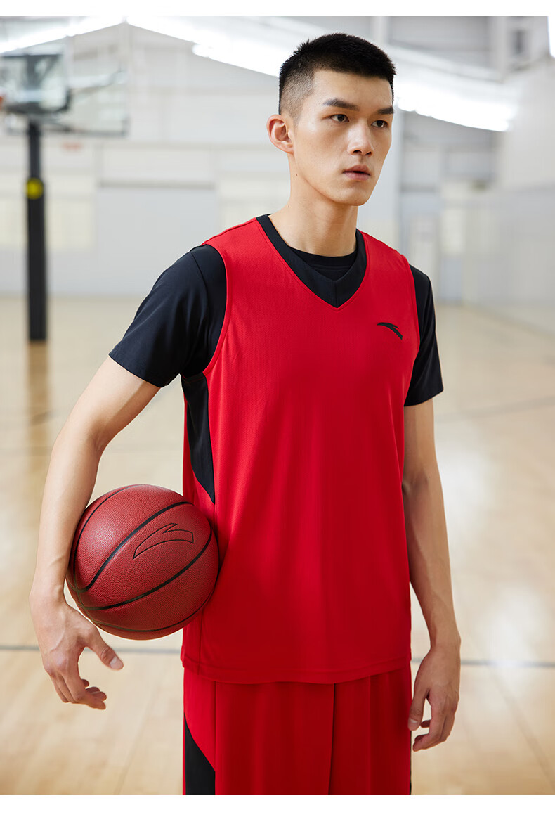 安踏男子篮球运动服夏季新款透气休闲服比赛训练服 纯净白-1 m【图片
