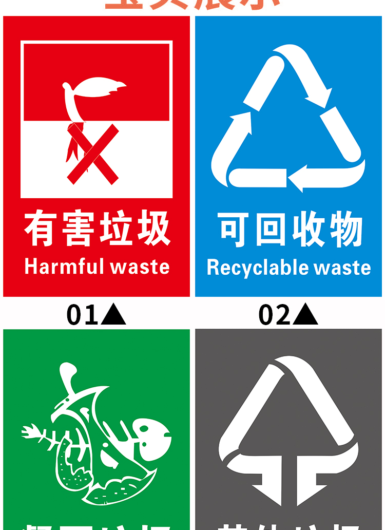 小米mi米家生态同款华柯楼垃圾分类贴纸标识北京上海干湿垃圾桶有害