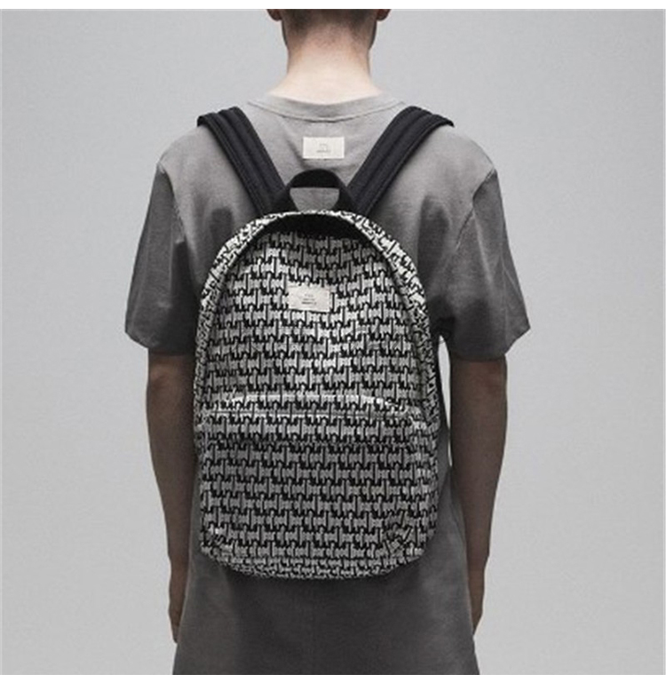 fog双肩包书包情侣复线ins潮流满印学生of背包皮质男女运动god大容量