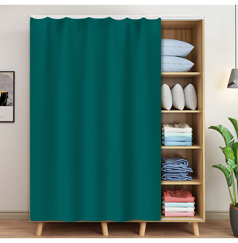 纯色柜子遮挡帘衣柜轨道式防尘门帘书架遮丑帘子魔术贴免打孔布帘a6深