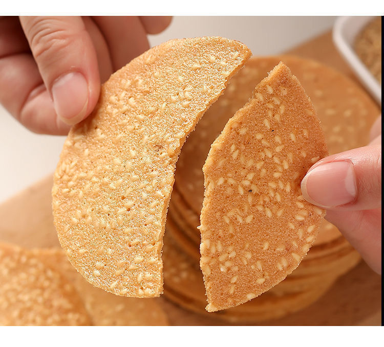 铁棍山药芝麻薄饼薄脆手工烤片休闲小吃早餐零食酥脆饼干整箱1斤装