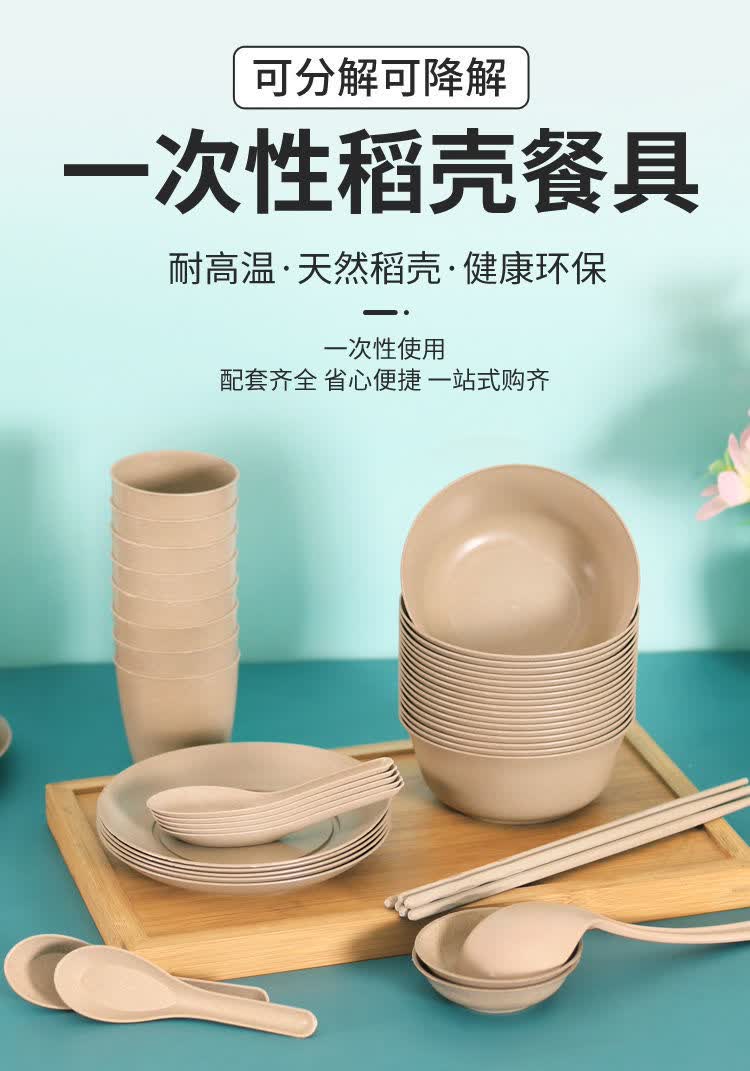 一次性碗筷一次性碗筷餐盒餐具盘子水杯勺子聚餐户外野餐露营烧烤用品