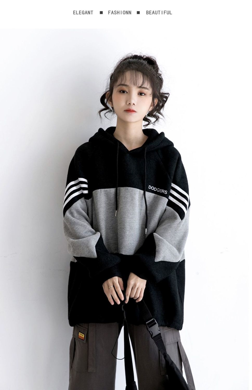 女装新款秋冬新款韩版宽松加绒加厚卫衣女学生ins潮连帽上衣外套白色