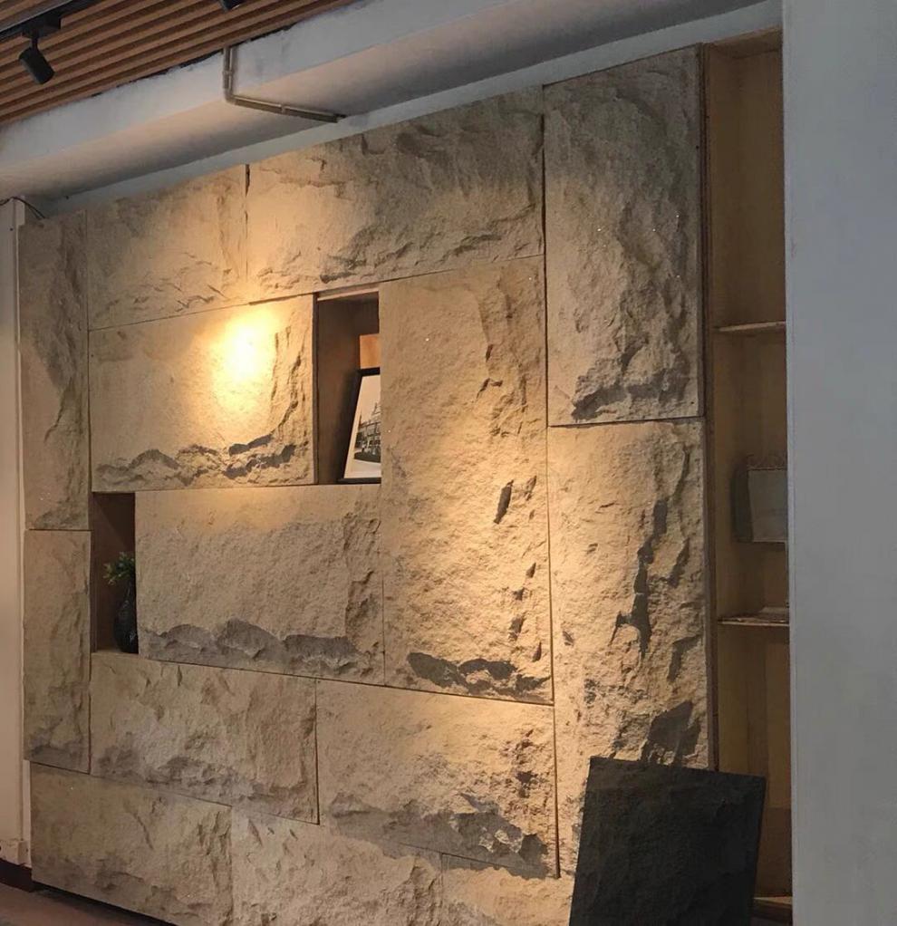 人造石pu石皮轻质仿真蘑菇石材轻陶石毛石岩壁人造岩石背景墙文化石2