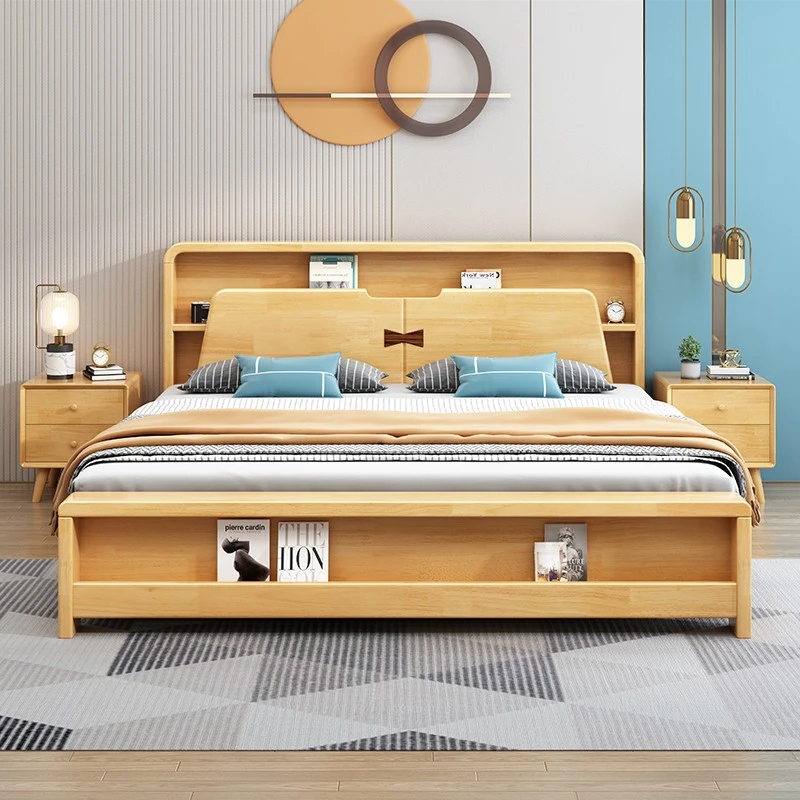 Mogao Space Nordic Solid Wood Bed, Modern Style Bed Frame