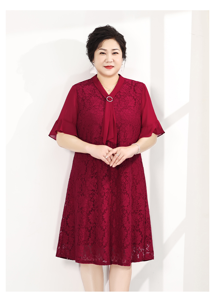 夏季妈妈装喜婆婆婚宴时尚礼服夏天大码丈母娘女儿子结婚穿的连衣裙