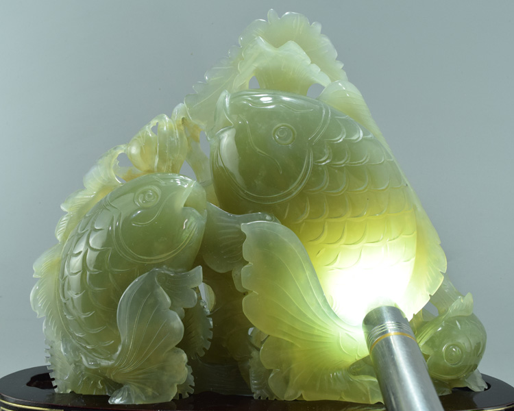 岫玉摆件岫玉鱼摆件辽宁岫岩玉石鱼摆件精品鲤鱼摆件升职礼物 10号