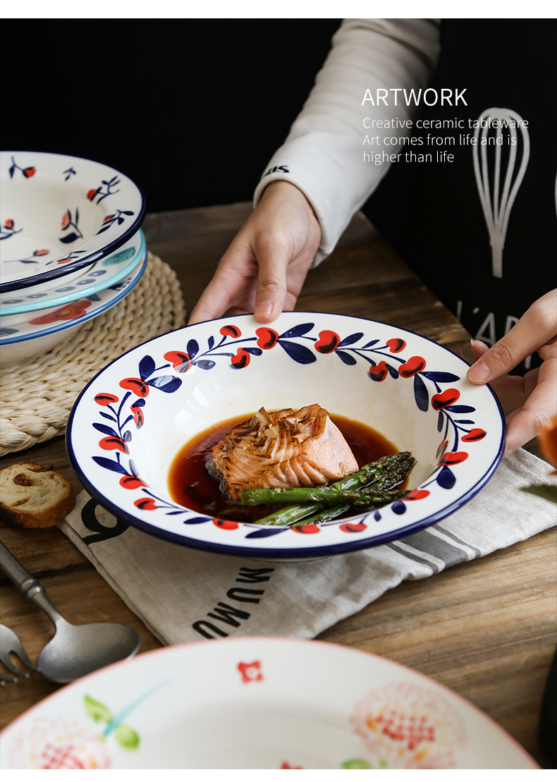 意大利面草帽盘西式汤盘北欧ins日式陶瓷草帽盘深盘大汤盘意大利面
