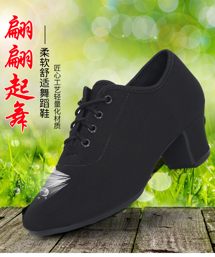 杨丽萍广场舞鞋软底中跟摩登舞蹈鞋布鞋女成人国标跳舞鞋拉丁舞鞋防滑
