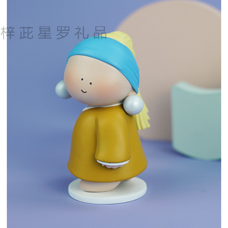白夜童话摆件白夜童话大美术馆大艺术家系列摆件世界名画带珍珠耳环的