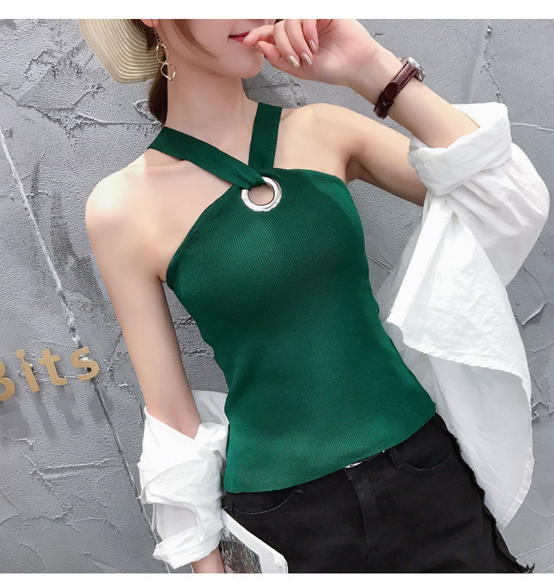 依锦艾大码80180斤小吊带背心女内搭夏季新款挂脖式露肩性感露背上衣