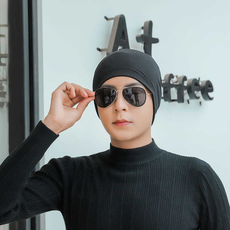 芭雅莲睡帽男夏薄款男士帽子无檐春秋冬天头巾帽子睡帽男韩版潮套头帽