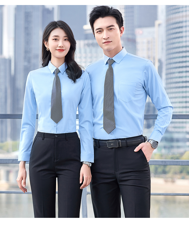 比亚迪员工工衣工作服夏装工服浅蓝色衬衫免烫长短袖4s店汽车销售上班