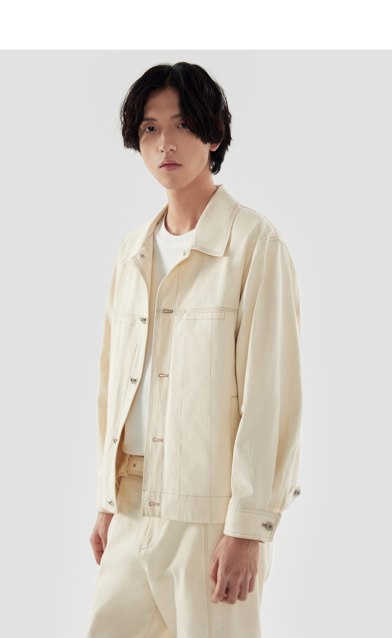 bosie石津川2022年春季新款夹克情侣男休闲轻型质感夹克外套卡其s