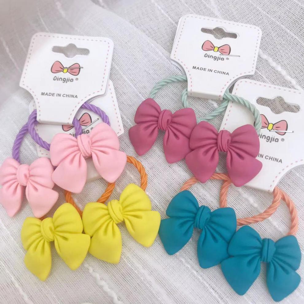 盈娃新款儿童女蝴蝶结发绳糖果色皮筋宝宝不伤头发发绳小公主萌萌发饰