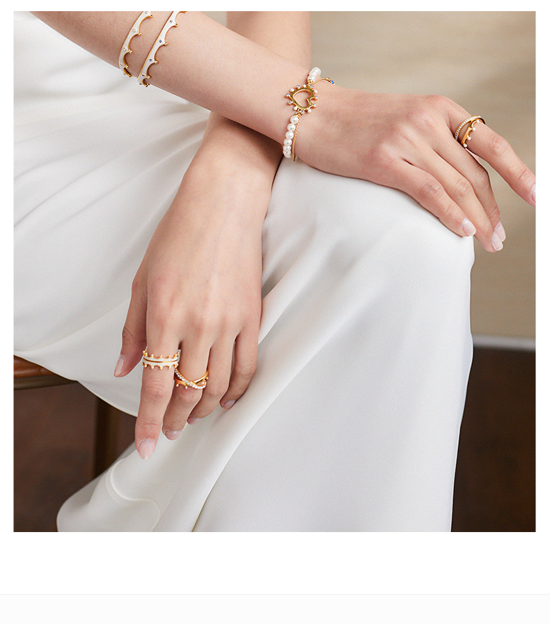 fellala翡拉拉甜心系列皇冠戒指水钻珐琅配饰时尚潮流指环戒指女l码