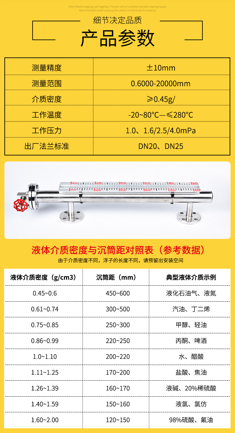 uhz-519磁翻板液位计水位计玻璃管带远传不锈钢磁性开关浮子定制 磁翻