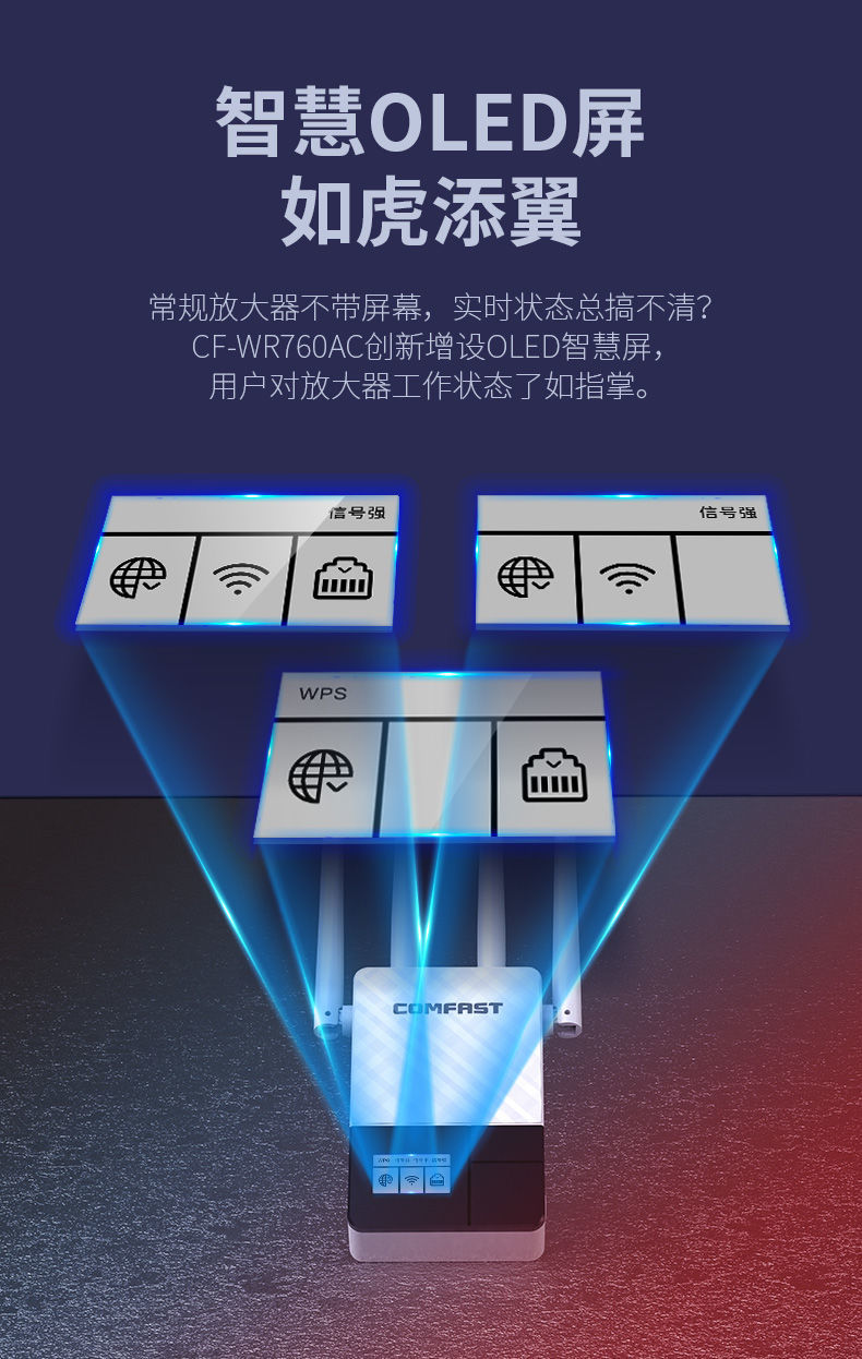 水星同款5g雙頻千兆wifi信號穿牆屏顯中繼器信號擴大器全屋覆蓋zuidi