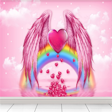 可狄(kedi) 粉色翅膀直播背景布3d立体直播间拍照摄影主播背景墙 明