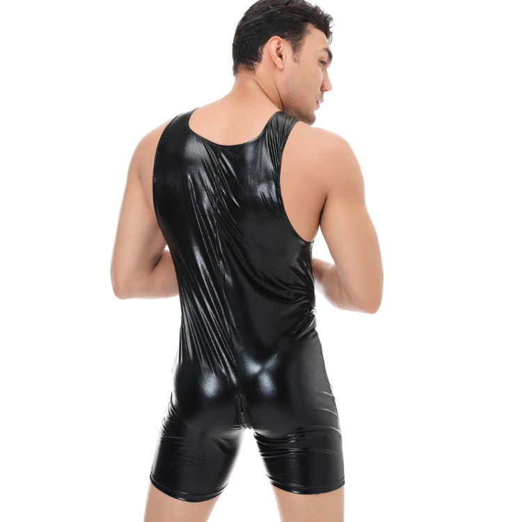 男生青年夜店酒吧装双拉链头方便男士性感背心式仿皮sm制服诱惑用品