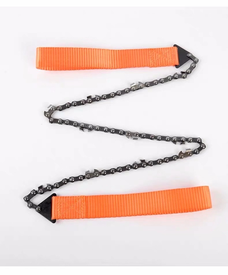 链条锯钢丝锯手拉锯子链条绳锯线野外生存工锰钢手工锯木伐木浅黄色