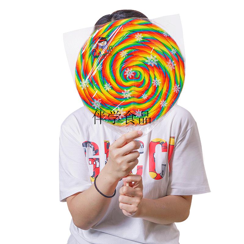网红五彩超大波板糖1000g创意高颜值七彩功夫棒棒糖彩虹硬糖果30g60支