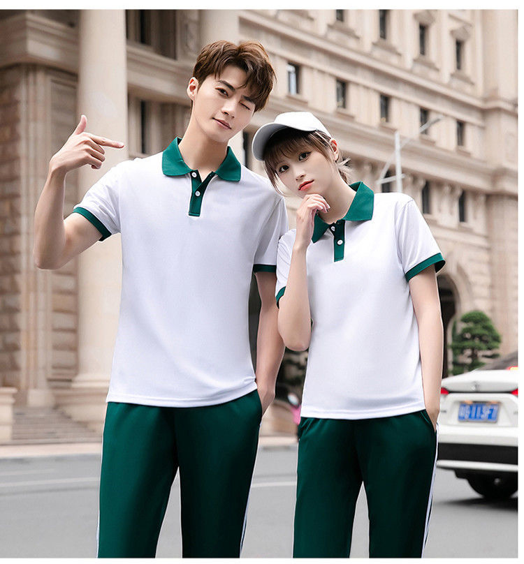 昏昏钟新品高中生夏季校服半袖蓝白校服套装夏季初中高中生班服运动服