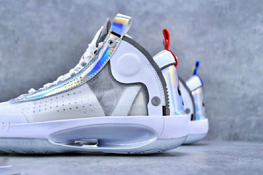 男篮球鞋aj34郭艾伦巴黎乔34白镭射男透气耐磨实战篮球鞋透明aj34白