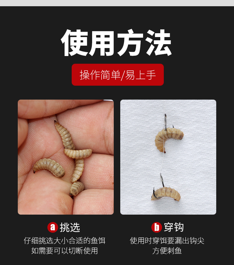 新款野钓鱼饵黑水虻活体水库溪流石斑鱼罗非鲶鱼黄骨鱼通杀型饵料虫子