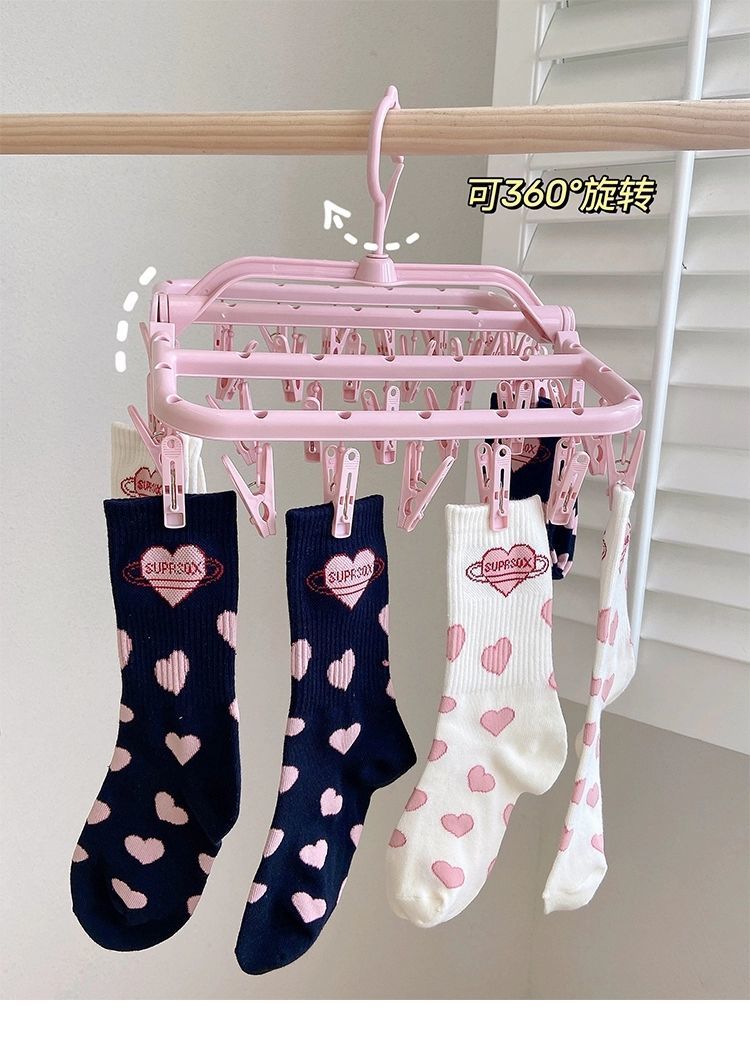 原素优选加粗晾晒衣架学生宿舍多夹子晒衣服袜子衣架多功能防风夹袜架